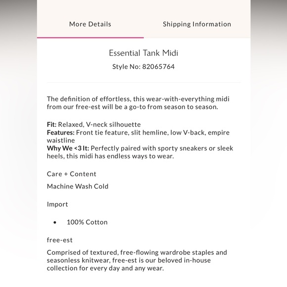 *Worn Once* FREE PEOPLE - Essential Tank Midi in Strawberry Colada - Picture 3 of 3